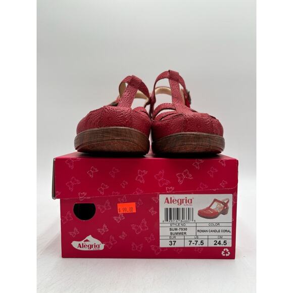 Alegria SUMMER SUM-7530 Women's NEW Leather Wedge Sandal Red EU Size 37 NIB - Picture 11 of 11
